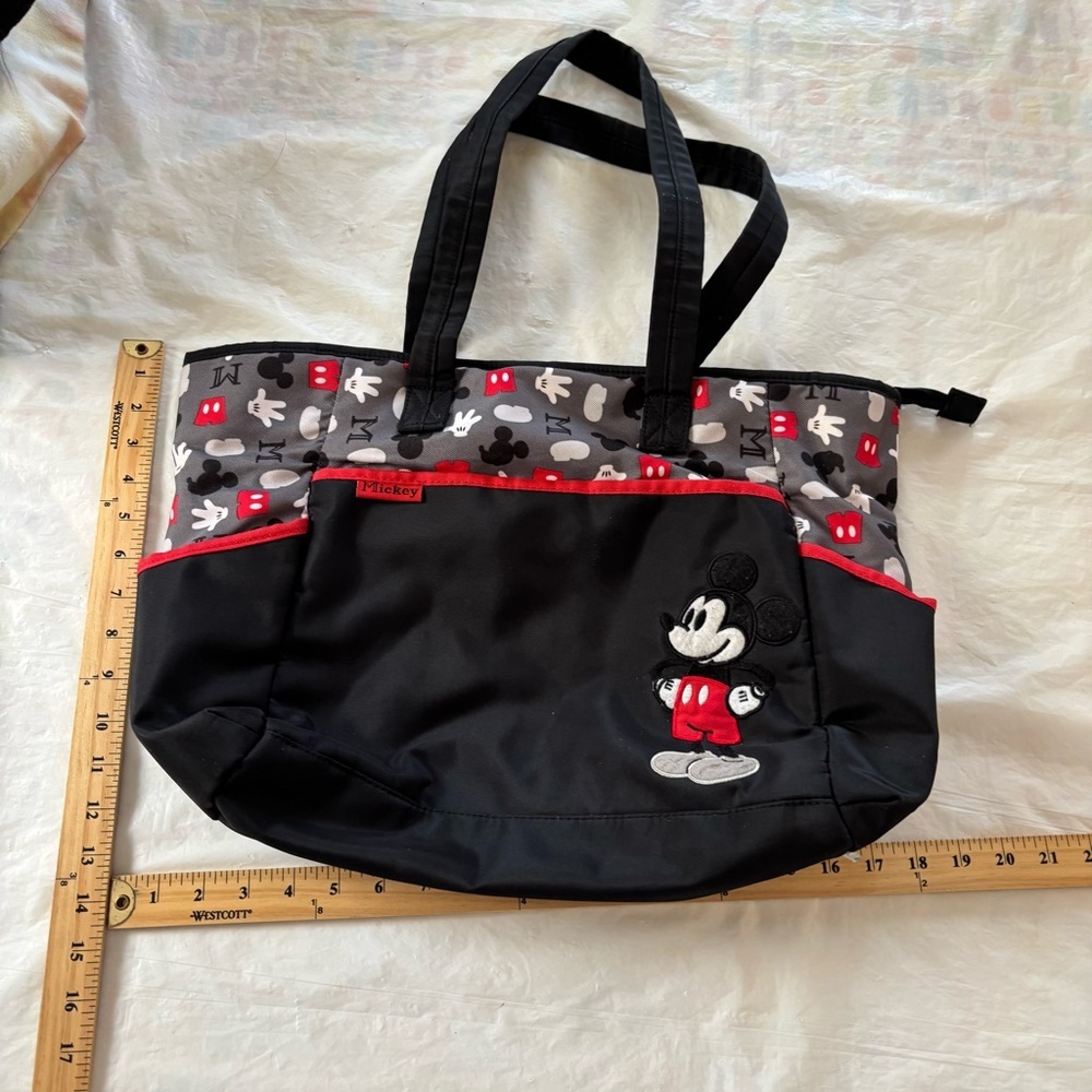 Disney Mickey Mouse Black and Red Tote Diaper Bag. Worn 1X - Picture 7 of 15